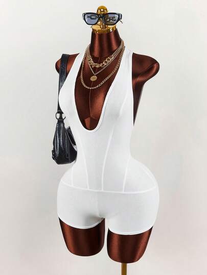 Amplova Y2K Sexy Bodycon Jumpsuit, Deep V-Neck Sleeveless Open Back Comfortable Casual Women Jumpsuit Y2k Summer Outfits For Women Spring Clothes Women Easter Dress Women Festival Outfits For Women Elegant Dresses For Party Beach Outfits For Women Wedding Guest Party Dress Elegant Dresses For Women  Casual Dresses For Women Beach Vacation Outfits For Women