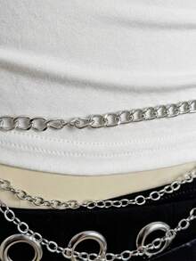 EgrlEra Áo thun nữ ôm sát, gợi cảm với chi tiết đinh tán và khoét lỗ. - trắng - Xem 3