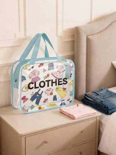 1pc Large-Capacity Clothing Storage Bags, Cosmetic Storage Bags, Transparent PVC Tote Bags, Toiletries Storage Bags Portable Data Cable Storage Bags, Suitable For Storing Medicines Toiletries Cosmetics Clothing Toys Data Cables