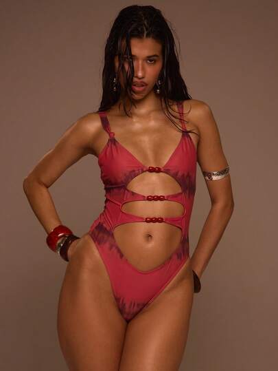 Musera Resort 串珠镂空印花泳衣 夏季泳装 海滩度假 日常性感可爱波西米亚风旅行 Sunspell