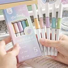 10 piezas Bolígrafo de tinta líquida con agarre suave de color Morandi, bolígrafo de gel retráctil de secado rápido y silencioso para estudiantes, exámenes y tareas - Multicolor - Ver 4