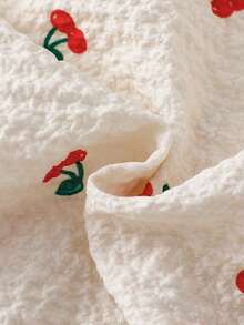 Đầm ngắn tay bồng xếp ly in hình quả anh đào dễ thương cho bé gái, thích hợp mặc đi ngủ. - Màu be - Xem 5