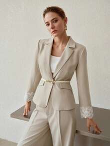 MOTF PREMIUM WOMEN'S FASHIONABLE PATCHWORK THIN BLAZER - Green - View 5