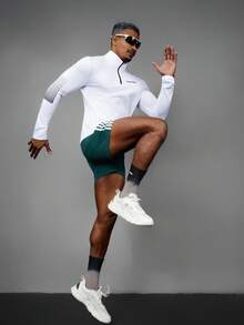 Acti Log Pantalones cortos deportivos casuales con rayas de contraste para hombres, pantalones cortos de gimnasio, pantalones cortos verde azulado, pantalones cortos deportivos con rayas, pantalones cortos deportivos duraderos con rayas verdes para hombres con bolsillos, ligeros - Verde - Ver 5