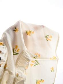 LMoss Kids LMoss 两件套少女碎花编织休闲衬衫和编织迷你裙套装 - 黃色 - 查看 10