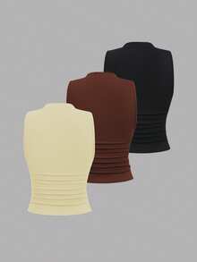 Sweetra Blusa ajustada con fruncidos para mujer, adecuada para el verano - Multicolor - Ver 2