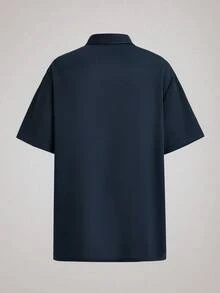 Officeau 男士刺繡 Polo 衫，大尺碼透氣休閒運動服 - 藏蓝色 - 查看 3