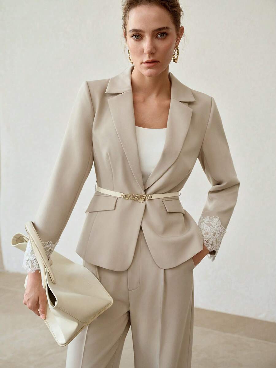 MOTF PREMIUM WOMEN'S FASHIONABLE PATCHWORK THIN BLAZER - Green - View 1