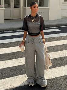 Muchica Black Mesh Raglan Sleeve Sheer Casual Summer T-Shirt For Women,Summer Top - Black - View 4