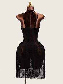 Zestiva 新款三件套女士纯黑色性感泳衣套装，带蝴蝶结 - 黑色 - 查看 2