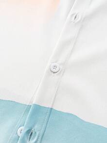 EGENSIO 男士风景画短袖 Polo 领单排扣休闲衬衫 - 彩色 - 查看 4