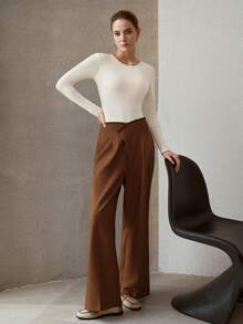 MOTF PREMIUM Áo dài tay dáng ôm, thắt eo, đa năng dành cho nữ. - Màu be - Xem 5