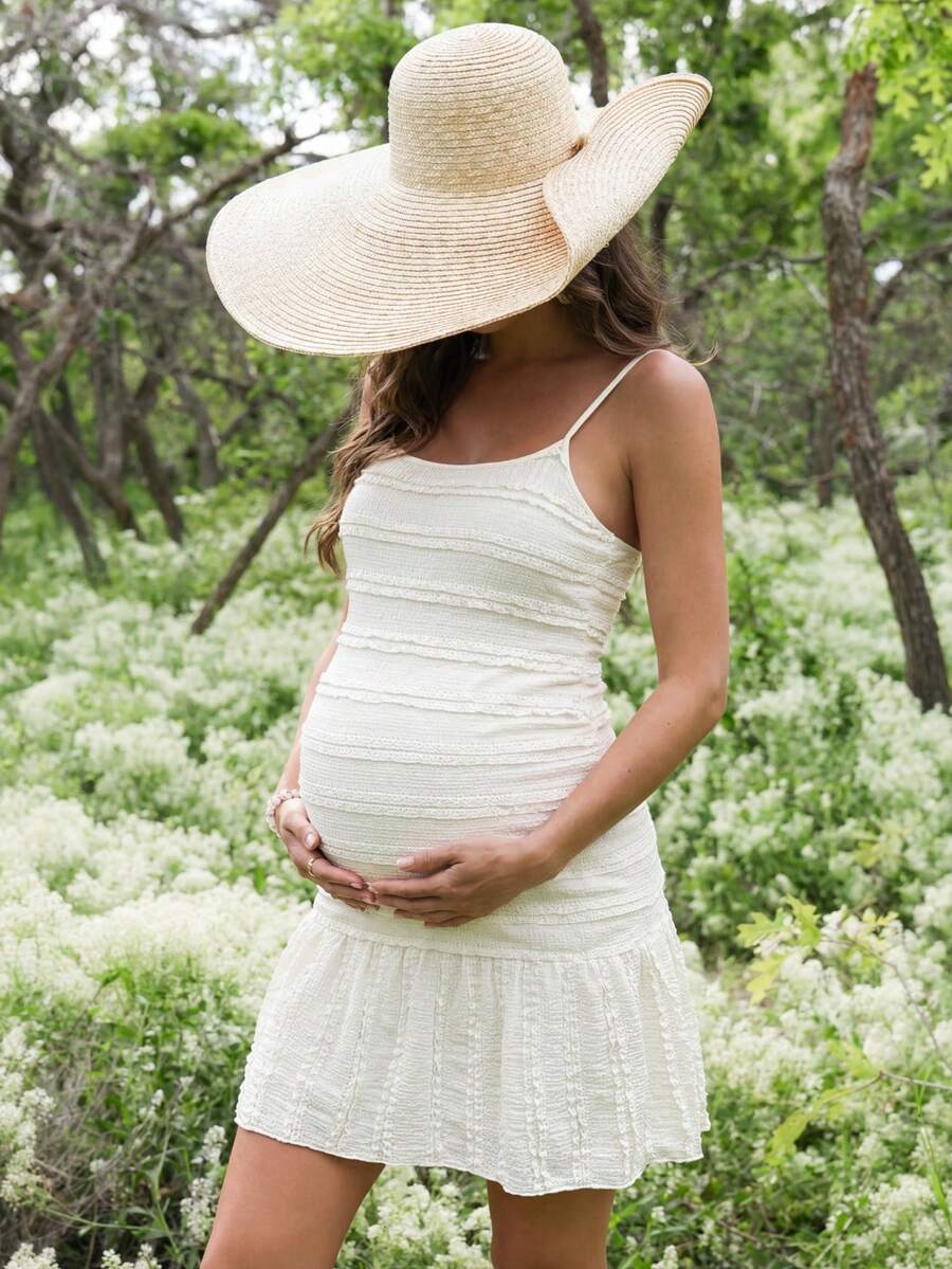 SHEIN 夏季甜美修身波西米亚风荷叶边吊带迷你连衣裙,杏色纹理面料,完美适合孕妇。孕妇度假纯色荷叶边无袖连衣裙,白色波西米亚风孕妇连衣裙,白色孕妇连衣裙,白色流苏连衣裙,女士白色连衣裙,夏季白色连衣裙,波西米亚风白色连衣裙,白色钩针连衣裙,吊带连衣裙,白色迷你连衣裙,纹理连衣裙,优雅连衣裙,时尚连衣裙,女士连衣裙,孕妇写真连衣裙,夏季孕妇装,夏季孕妇连衣裙,夏季孕妇装,迎婴派对孕妇连衣裙,波西米亚风女装,波西米亚风连衣裙,波西米亚风妈妈孕妇野餐连衣裙,夏季孕妇装,孕妇写真连衣裙,夏季孕妇连衣裙 - 杏色 - 查看 1