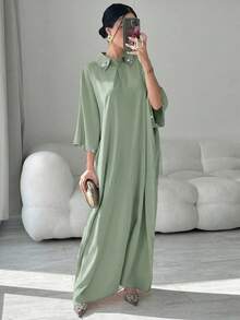 Yasmyna Women's Elegant Colorful Rhinestone Decor Batwing Sleeve Loose Turkish Maxi Dress - Green - View 3