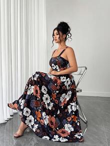 Elenzga Đầm maxi đi biển mùa hè lãng mạn in hoa dành cho nữ, đầm dài không tay dây mảnh, thiết kế hở lưng thắt nơ, đầm maxi lãng mạn cho kỳ nghỉ ở vùng quê. - Nhiều màu - Xem 6