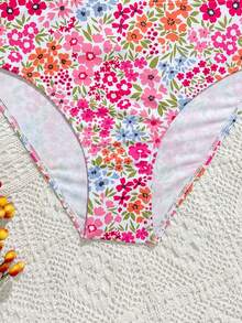 Bộ đồ bơi dệt kim in kỹ thuật số dễ thương dành cho thiếu nữ, có dây đeo vai thắt nơ, kiểu dáng thời trang Âu Mỹ kín đáo, thanh lịch và thoải mái, thích hợp cho mùa hè, bơi lội và đi biển. - Nhiều màu - Xem 5