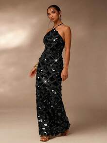 Glamine Sequins Dresses For Woman Bling Dresses For Women Women's Formal Dresses Black Tie Event Dress Night Party Shining Evening Summer Holiday Festival Vintage - Black - View 6