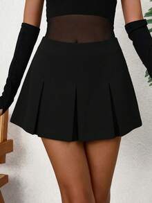 Aveloria GENKIRA Women's Solid Pleated Detail Skirt - Black - View 1