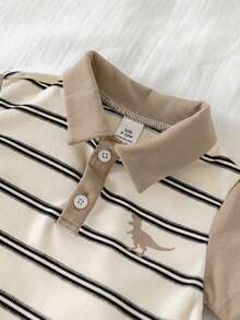SHEIN 2件套婴儿男女童休闲可爱条纹撞色无袖Polo衫背心短裤套装，春夏婴儿服装套装 - 彩色 - 查看 7