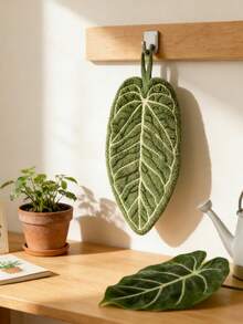 1pc/3pcs Creative Leaf Design Hand Towel, Hanging Style For Kitchen, Bathroom, Room Decor, Absorbent & Easy To Clean, Personalized Towel Dish Cloths Kitchen Towel - Multicolor - View 2