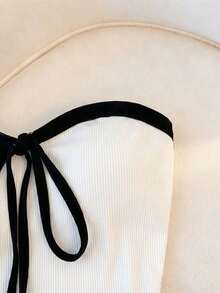 Franclia Áo ống hở lưng thanh lịch, gợi cảm dành cho nữ, màu trắng trơn, chất liệu vải dệt kim gân, ôm sát, đa năng, thích hợp mặc hàng ngày, đi nghỉ hè. - trắng - Xem 3