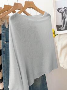 GlowEve Poncho ample décontracté de style vacances pour femmes, printemps/été - Gris pâle - Voir 2