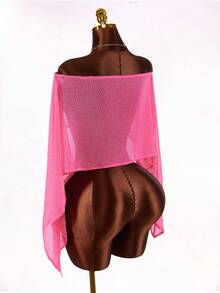 Amplova 女士粉色仿毛皮针织罩衫，多功能肩部设计，适合作为泳衣罩衫、日常穿着、海滩、音乐节等场合，性感又时尚。 - 粉色 - 查看 7