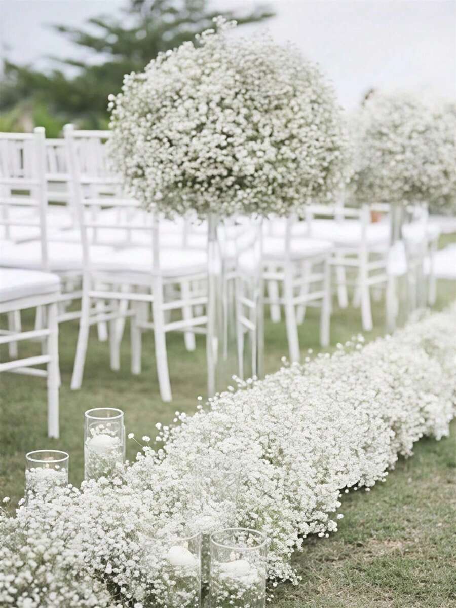 White Baby's Breath Artificial Flower Decoration, Artificial Everlasting Flower, Symbol Of Romantic, Pure And Sincere Love, Friendship And Family Affection, Reusable Room Decoration, Restaurant And Kitchen Decoration, Table Decoration, Wedding Decoration, Pure And Sacred Wedding, Vase Decoration, Romantic And Never-Wilting Flower Decoration. - White Baby's Breath - View 1