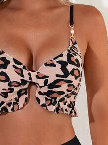Swim Vcay Bộ đồ bơi nữ gợi cảm hở lưng với viền bèo nhún và họa tiết da báo, thích hợp cho kỳ nghỉ biển. - Nhiều màu - Xem 6