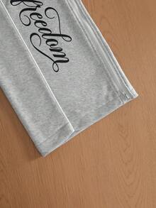 Manfinity Hypemode Men's Colorblock Printed Sweatpants California Tracksuit Personalised Clothing Tracksuit Wide Leg - Grey - View 6