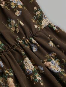 Sweetra Vestido de tirantes con estampado floral elegante y cintura elástica para tallas grandes - Multicolor - Ver 3