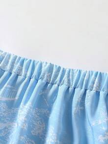 GlowEve Women's Printed A-Line Skirt, Elegant For Vacation, Daily Wear And Commuting - Mint Blue - View 5