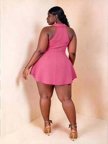 CurvyTilda 大碼素色洋裝 - 玫紅色 - 查看 2