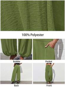 Maija Quần ống loe màu trơn, kiểu dáng thường ngày dành cho nữ, thích hợp cho kỳ nghỉ. - màu xanh lá - Xem 5