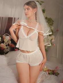 女士睡衣套装 - 白色 - 查看 5