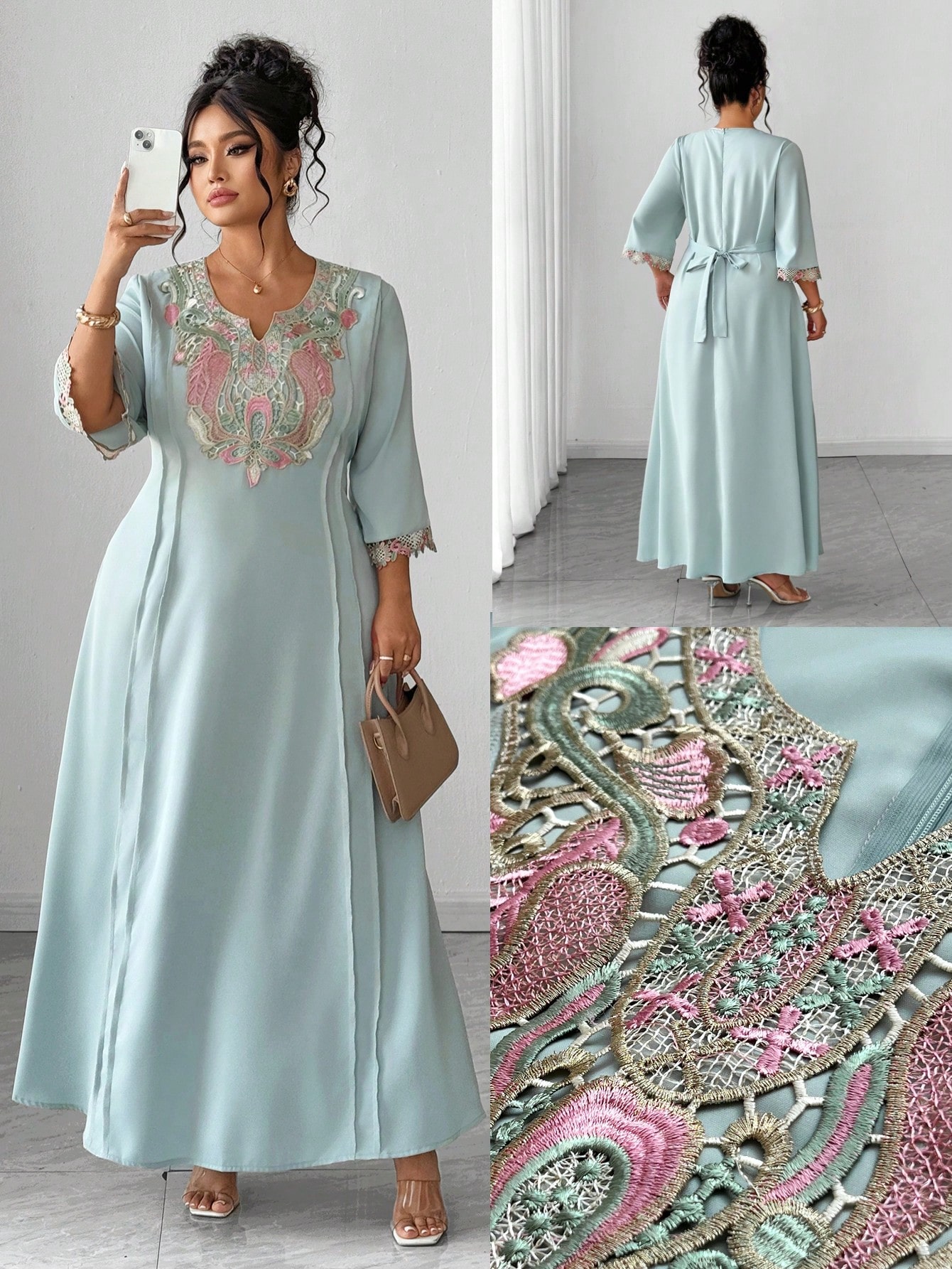 Elenzga فستان نسائي كبير الحجم بقصة جديدة لصيف، رق...