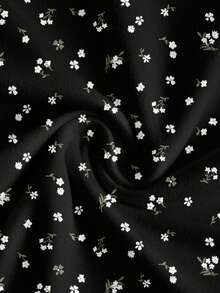 EMERY ROSE Áo sơ mi đen trơn họa tiết hoa cỡ lớn, thiết kế tối giản, phù hợp cho lễ hội âm nhạc mùa hè, kỳ nghỉ - màu đen - Xem 3