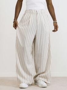 TOKVUE Men's Striped Pocket Wide Leg Loose Casual Pants, Summer - Beige - View 7