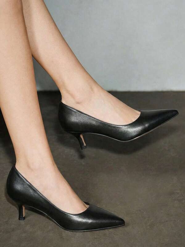 2024 女士新款时尚经典简约舒适时尚法式中跟尖头/圆头一脚蹬休闲平底船鞋，适合工作、通勤、春秋季、所有季节，亮面漆皮优雅职场社交品质街头风格高跟鞋