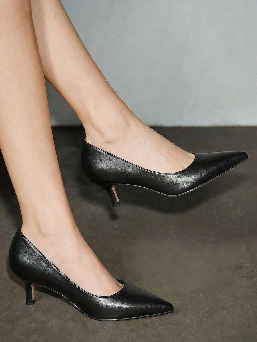 Giày đế xuồng đế bằng kiểu Pháp cổ điển tối giản thoải mái thời trang mới 2024 cho nữ, mũi nhọn / mũi tròn, phù hợp để đi làm, đi làm, xuân / thu, mọi mùa, giày cao gót bằng da bóng thanh lịch nơi công sở chất lượng xã hội phong cách đường phố