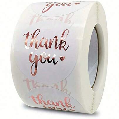 500pcs/Roll Decorative Thank You Label Stickers With English Text Patterns, Adhesive Sealing Stickers