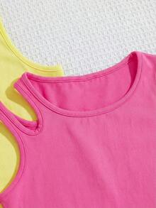 Bộ 4 áo hai dây dệt kim ôm sát, nhiều màu sắc kẹo ngọt, thoải mái, mềm mại, kiểu dáng thường ngày cho bé gái tuổi teen. - Nhiều màu - Xem 5