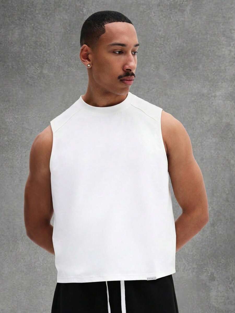 SUMWON Men's Basic Crew Neck Sleeveless Tank Top Casual Summer Essential Classic Fit White Muscle Tee Everyday Wear - White - View 1