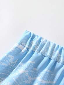 GlowEve Women's Printed A-Line Skirt, Elegant For Vacation, Daily Wear And Commuting - Mint Blue - View 3