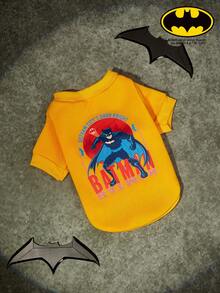 Batman X PETSIN 1pc Super Hero Letter Little Bat Printed Pet Yellow Autumn Winter Spring Warm Non Hat Pet Clothes - Yellow - View 1