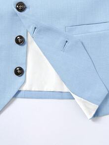 Manfinity Mode Áo vest không tay nam màu trơn tối giản phong cách thường ngày - Màu xanh nhạt - Xem 5