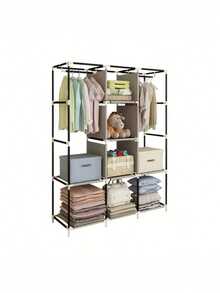 Portable Wardrobe, Clothes Storage Cabinet, Large Capacity Simple Wardrobe, Bedroom Closet, Home Fabric Wardrobe For Rental House/Dorm Room, Clothes Storage, Sturdy & Durable Assembled Fabric Closet - Multicolor - View 10