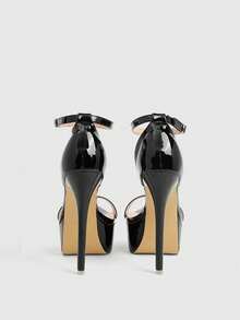 CUCCOO LuxiPop Damen High Heel Sandalen, minimalistisch sexy Stiletto High Platform Sandalen, Nachtclub Stil, Party Saison Outfit, Schwarz, Urlaubsoutfit, Reiseessentiell, 2000er Jahre Stil - Schwarz - Übersicht 6