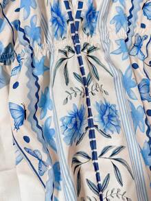 Franclia Bohemian Style Printed Beach Slip Dress - Baby Blue - View 4