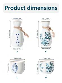 Cirelle Japanese Style Ceramic Sake Utensils – Traditional Tokkuri Bottle & Cup, Handcrafted Home Bar Decor, Perfect Gift For Sake Lovers - Multicolor - View 4